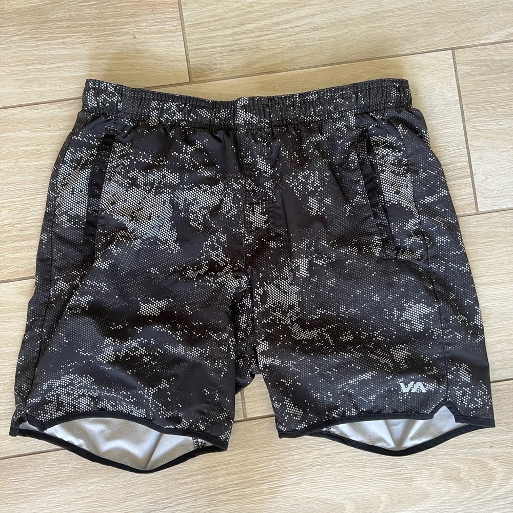 RVCA Yogger Black and White Athletic Shorts